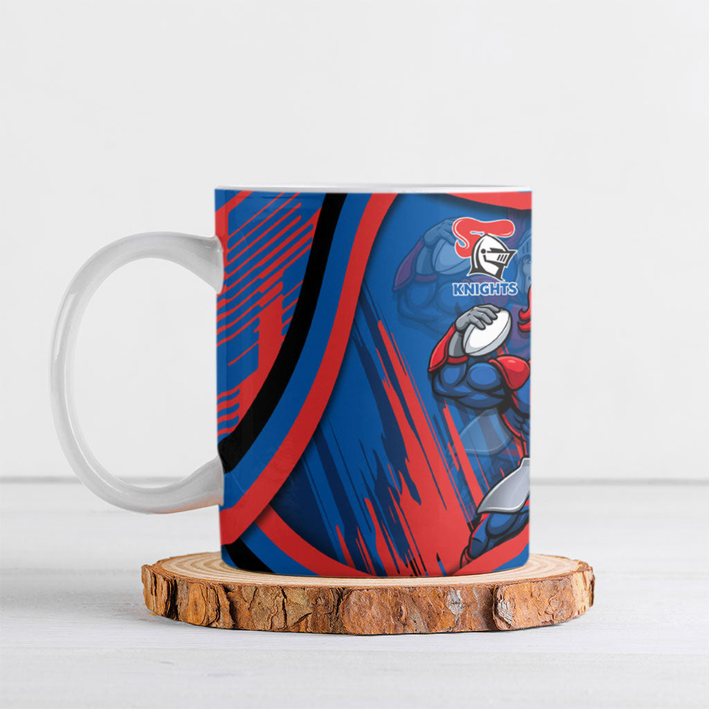 Newcastle Knights Rugby Mascot Ceramic Mug Fierce Athlete Graphic in Sports Style