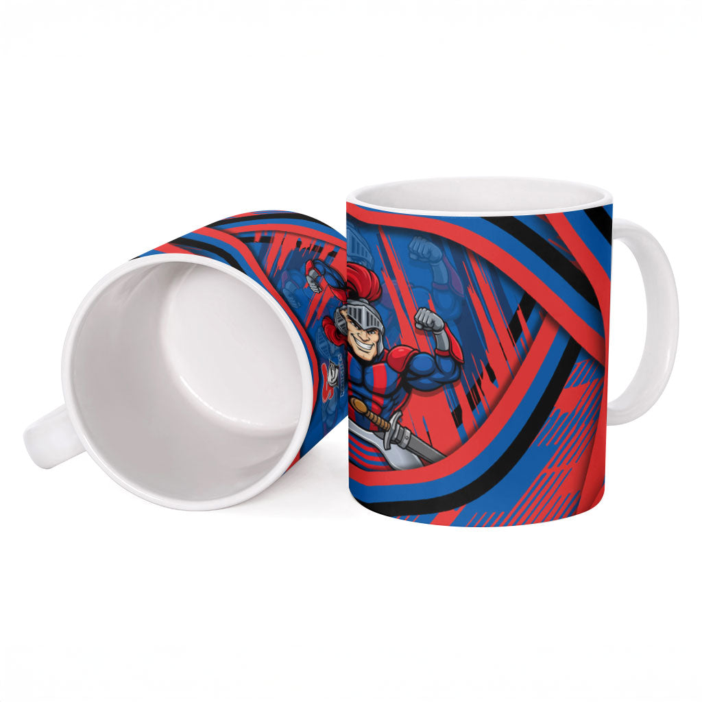 Newcastle Knights Rugby Mascot Ceramic Mug Fierce Athlete Graphic in Sports Style