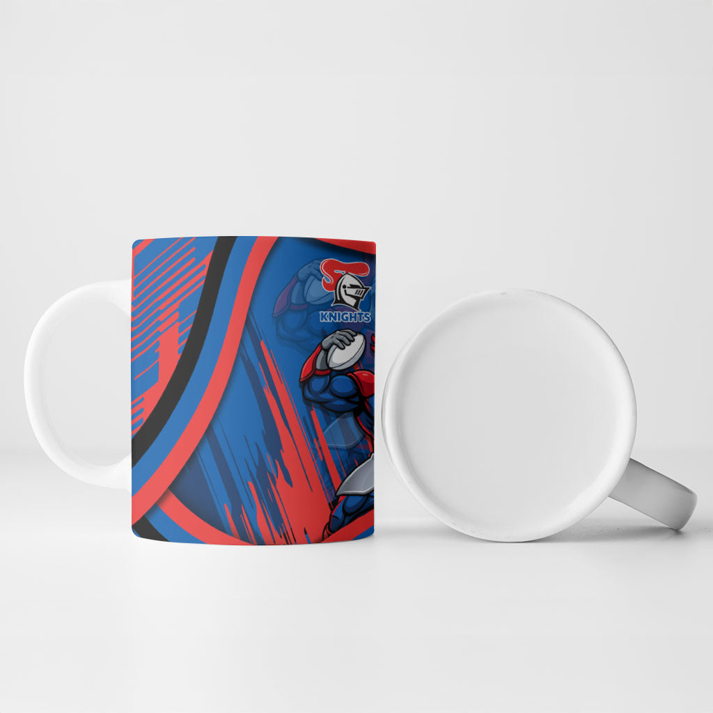 Newcastle Knights Rugby Mascot Ceramic Mug Fierce Athlete Graphic in Sports Style