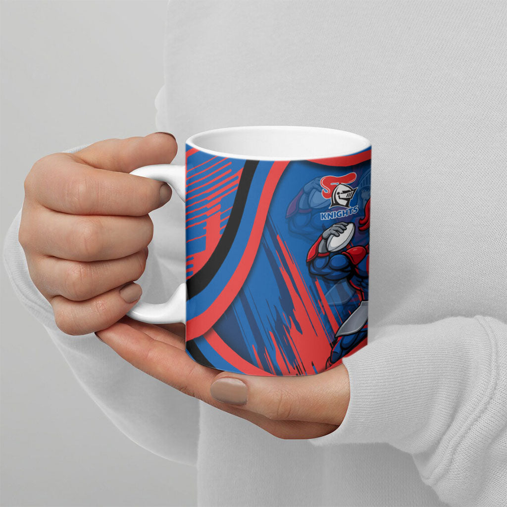 Newcastle Knights Rugby Mascot Ceramic Mug Fierce Athlete Graphic in Sports Style