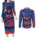 Newcastle Knights Rugby Mascot Couples Matching Long Sleeve Bodycon Dress and Long Sleeve Button Shirt Fierce Athlete Graphic in Sports Style