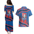 Newcastle Knights Rugby Mascot Couples Matching Puletasi and Hawaiian Shirt Fierce Athlete Graphic in Sports Style