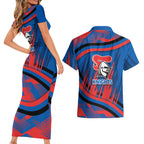 Newcastle Knights Rugby Mascot Couples Matching Short Sleeve Bodycon Dress and Hawaiian Shirt Fierce Athlete Graphic in Sports Style