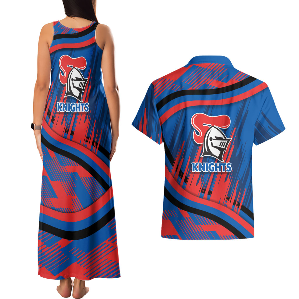 Newcastle Knights Rugby Mascot Couples Matching Tank Maxi Dress and Hawaiian Shirt Fierce Athlete Graphic in Sports Style