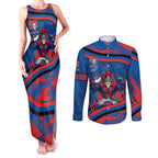 Newcastle Knights Rugby Mascot Couples Matching Tank Maxi Dress and Long Sleeve Button Shirt Fierce Athlete Graphic in Sports Style