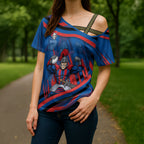 Newcastle Knights Rugby Mascot Cross Shoulder Shirt Fierce Athlete Graphic in Sports Style