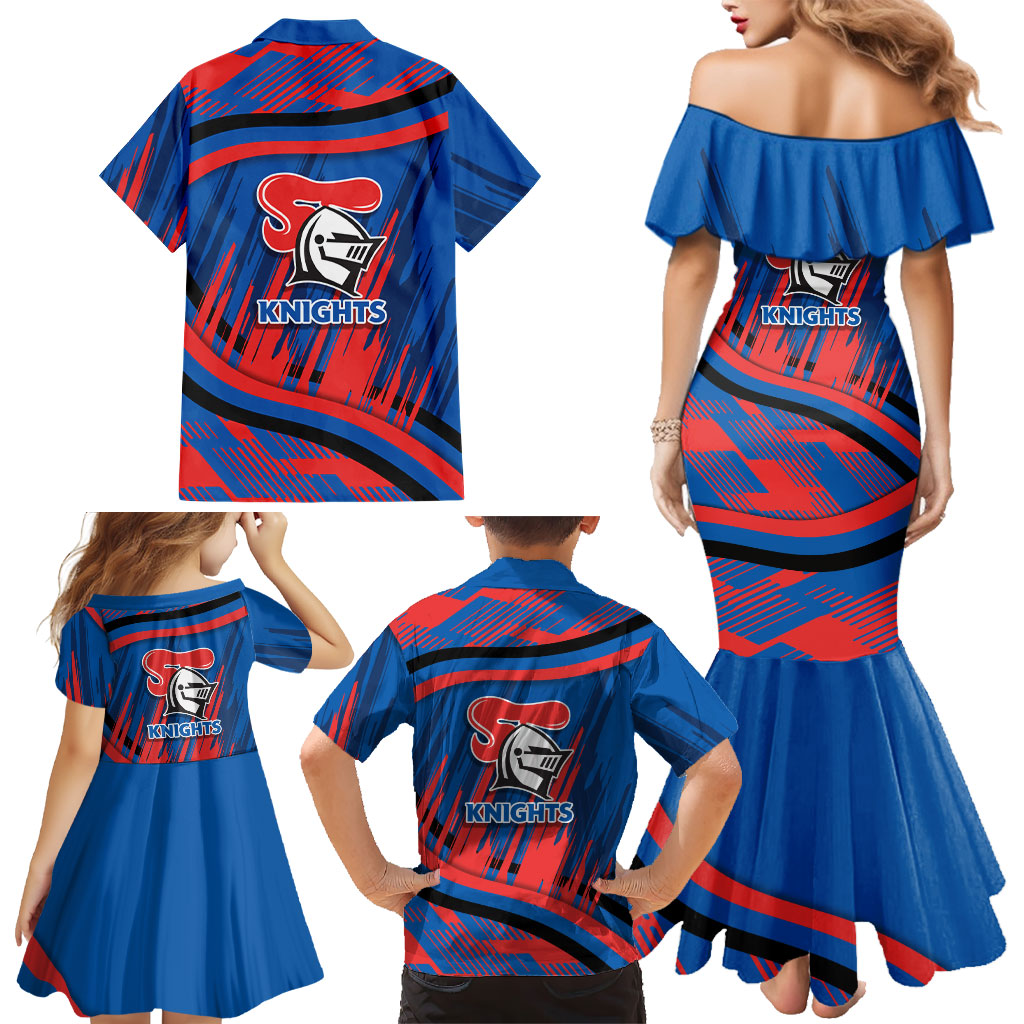 Newcastle Knights Rugby Mascot Family Matching Mermaid Dress and Hawaiian Shirt Fierce Athlete Graphic in Sports Style