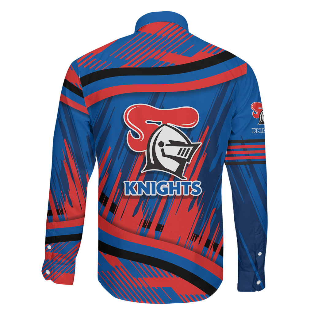 Newcastle Knights Rugby Mascot Family Matching Off The Shoulder Long Sleeve Dress and Hawaiian Shirt Fierce Athlete Graphic in Sports Style