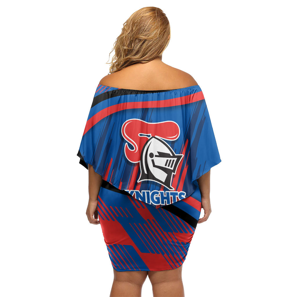 Newcastle Knights Rugby Mascot Family Matching Off Shoulder Short Dress and Hawaiian Shirt Fierce Athlete Graphic in Sports Style