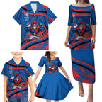 Newcastle Knights Rugby Mascot Family Matching Puletasi and Hawaiian Shirt Fierce Athlete Graphic in Sports Style