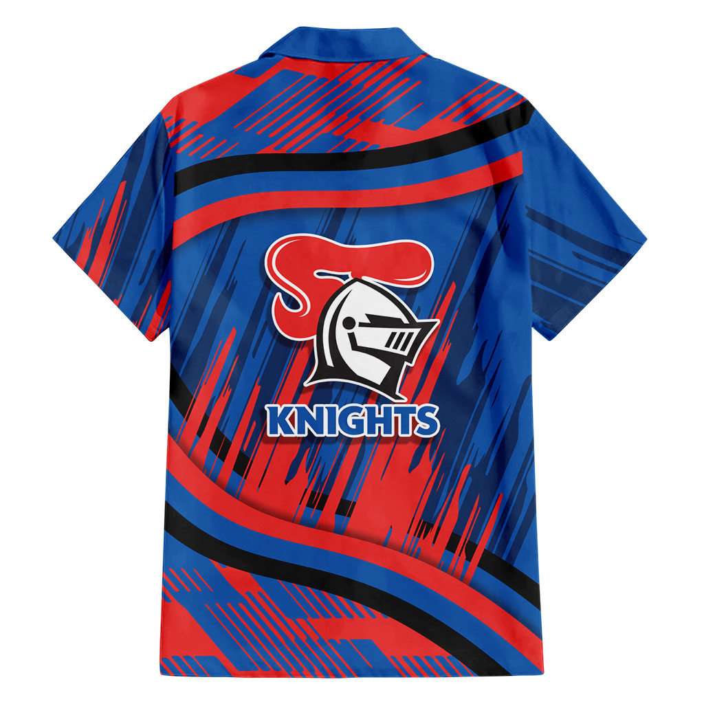 Newcastle Knights Rugby Mascot Family Matching Short Sleeve Bodycon Dress and Hawaiian Shirt Fierce Athlete Graphic in Sports Style