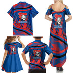 Newcastle Knights Rugby Mascot Family Matching Summer Maxi Dress and Hawaiian Shirt Fierce Athlete Graphic in Sports Style