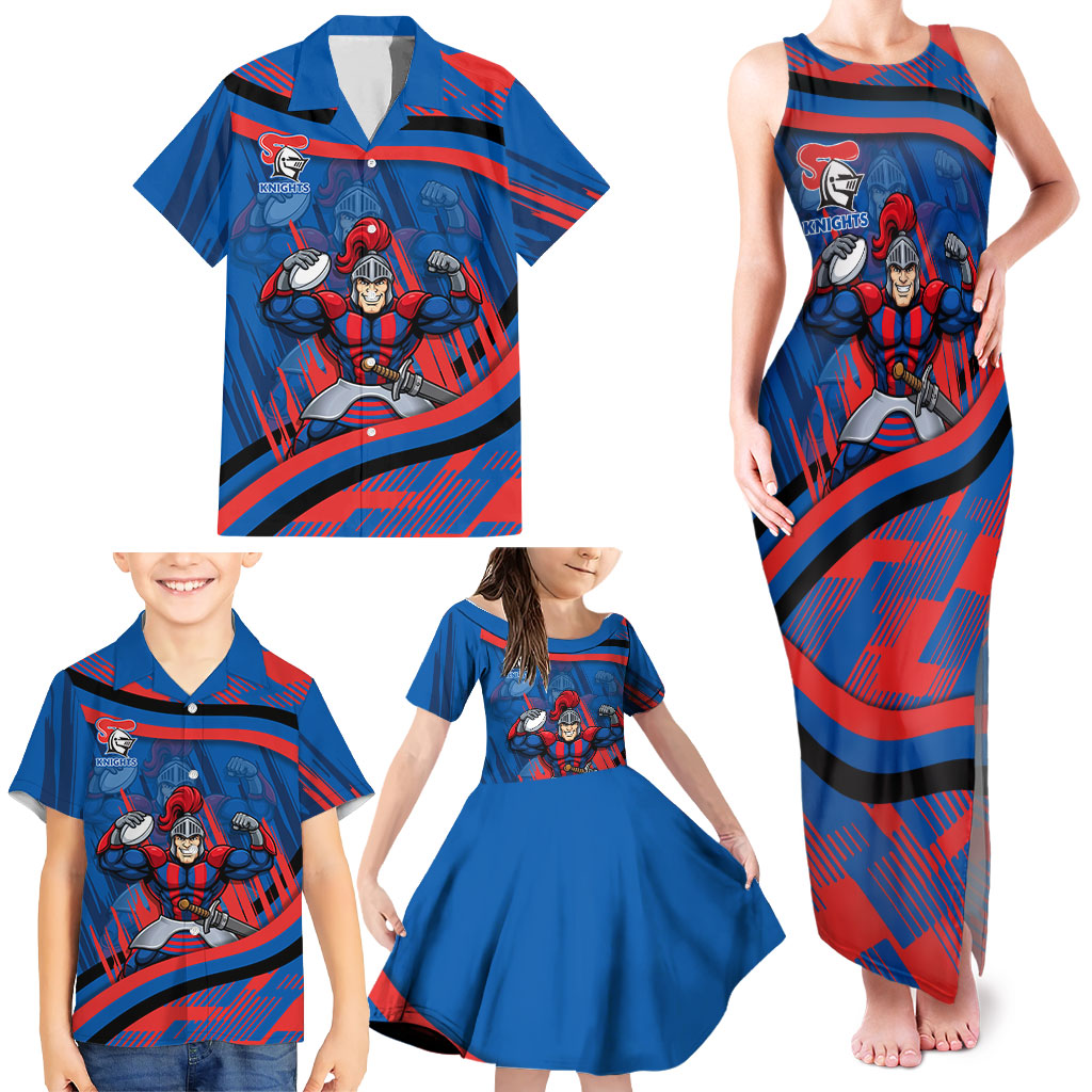 Newcastle Knights Rugby Mascot Family Matching Tank Maxi Dress and Hawaiian Shirt Fierce Athlete Graphic in Sports Style
