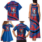 Newcastle Knights Rugby Mascot Family Matching Tank Maxi Dress and Hawaiian Shirt Fierce Athlete Graphic in Sports Style