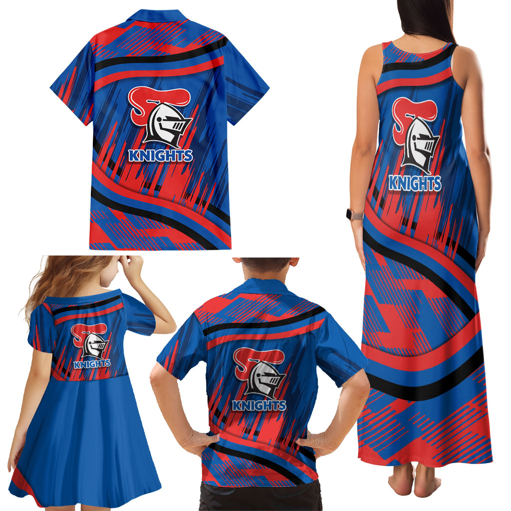 Newcastle Knights Rugby Mascot Family Matching Tank Maxi Dress and Hawaiian Shirt Fierce Athlete Graphic in Sports Style