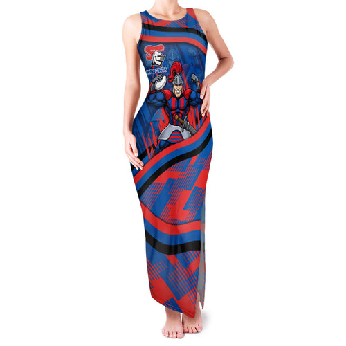 Newcastle Knights Rugby Mascot Family Matching Tank Maxi Dress and Hawaiian Shirt Fierce Athlete Graphic in Sports Style