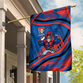 Newcastle Knights Rugby Mascot Garden Flag Fierce Athlete Graphic in Sports Style