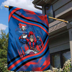Newcastle Knights Rugby Mascot Garden Flag Fierce Athlete Graphic in Sports Style