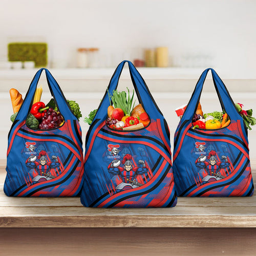 Newcastle Knights Rugby Mascot Grocery Bag Fierce Athlete Graphic in Sports Style