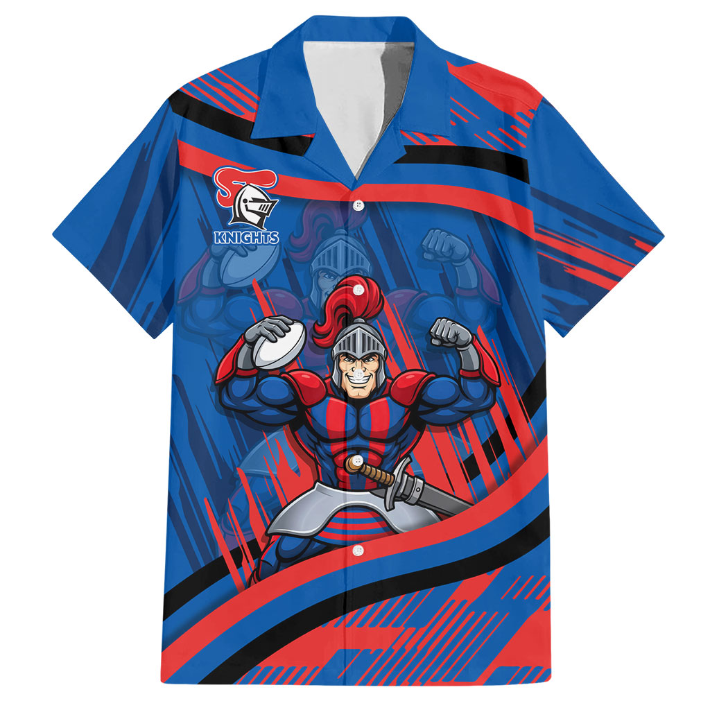 Newcastle Knights Rugby Mascot Hawaiian Shirt Fierce Athlete Graphic in Sports Style