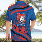 Newcastle Knights Rugby Mascot Hawaiian Shirt Fierce Athlete Graphic in Sports Style