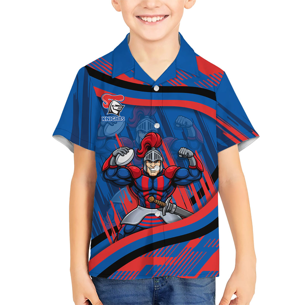 Newcastle Knights Rugby Mascot Hawaiian Shirt Fierce Athlete Graphic in Sports Style
