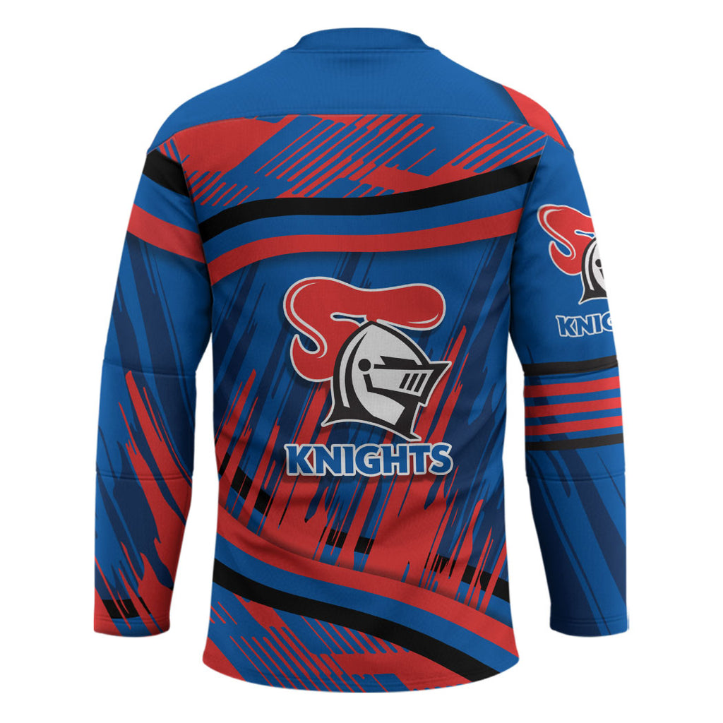Newcastle Knights Rugby Mascot Hockey Jersey Fierce Athlete Graphic in Sports Style