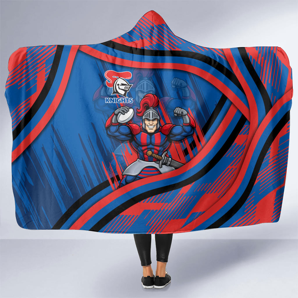 Newcastle Knights Rugby Mascot Hooded Blanket Fierce Athlete Graphic in Sports Style