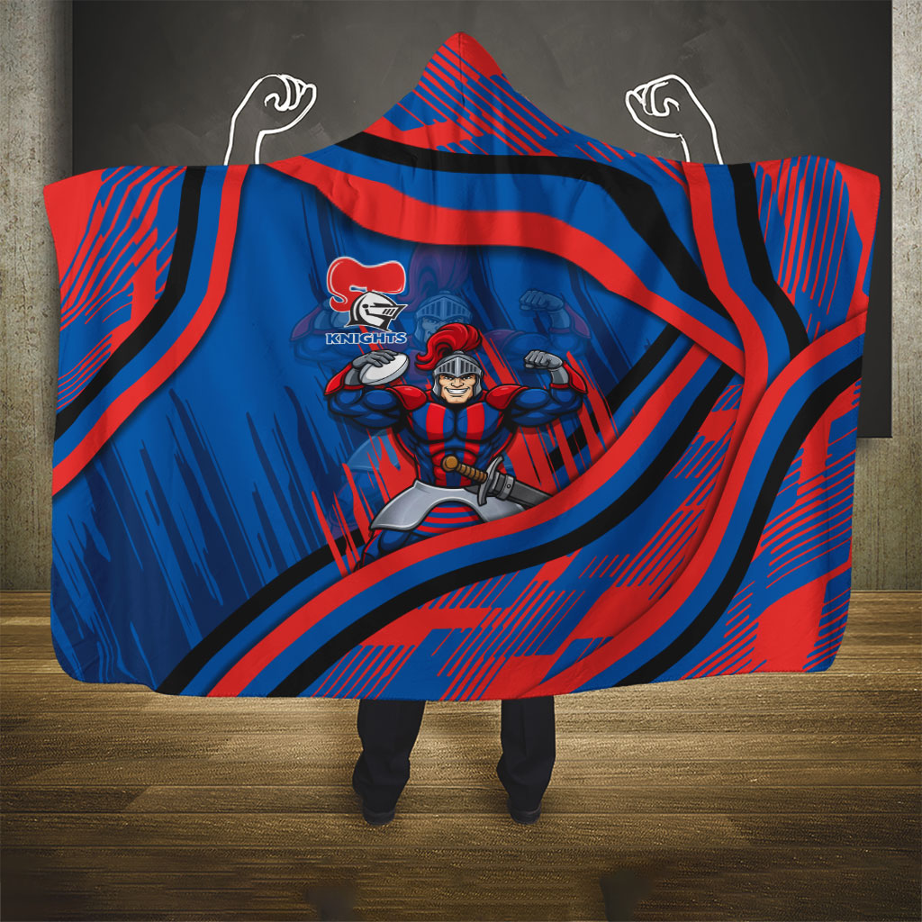 Newcastle Knights Rugby Mascot Hooded Blanket Fierce Athlete Graphic in Sports Style