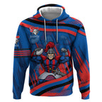 Newcastle Knights Rugby Mascot Hoodie Fierce Athlete Graphic in Sports Style