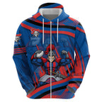 Newcastle Knights Rugby Mascot Hoodie Fierce Athlete Graphic in Sports Style