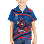 Newcastle Knights Rugby Mascot Kid Hawaiian Shirt Fierce Athlete Graphic in Sports Style