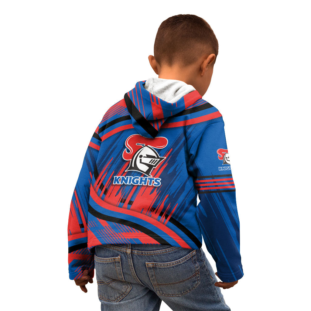 Newcastle Knights Rugby Mascot Kid Hoodie Fierce Athlete Graphic in Sports Style