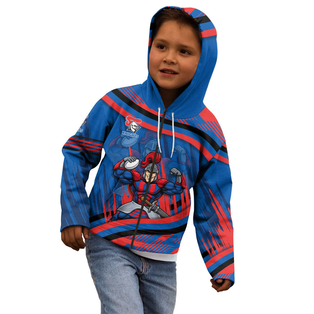 Newcastle Knights Rugby Mascot Kid Hoodie Fierce Athlete Graphic in Sports Style