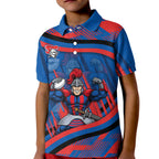 Newcastle Knights Rugby Mascot Kid Polo Shirt Fierce Athlete Graphic in Sports Style