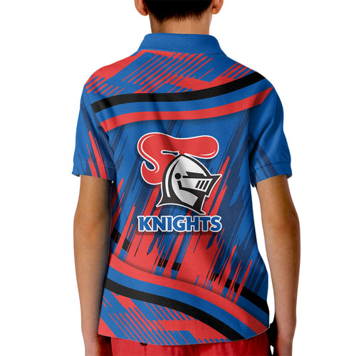 Newcastle Knights Rugby Mascot Kid Polo Shirt Fierce Athlete Graphic in Sports Style