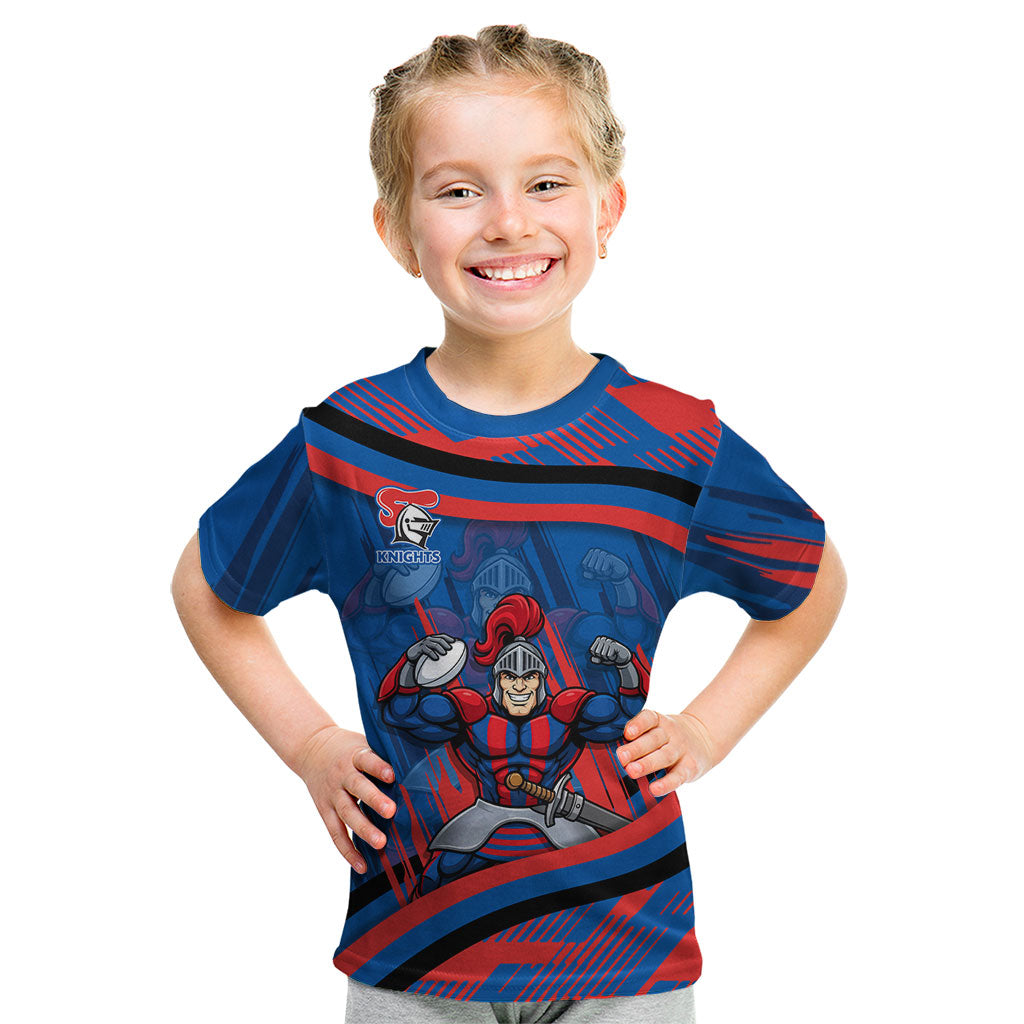 Newcastle Knights Rugby Mascot Kid T Shirt Fierce Athlete Graphic in Sports Style