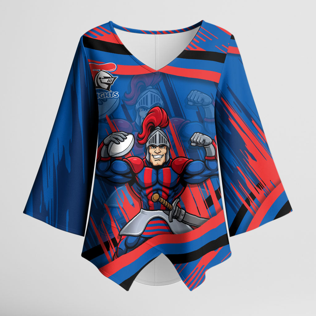 Newcastle Knights Rugby Mascot Kimono Sleeve Blouse Fierce Athlete Graphic in Sports Style