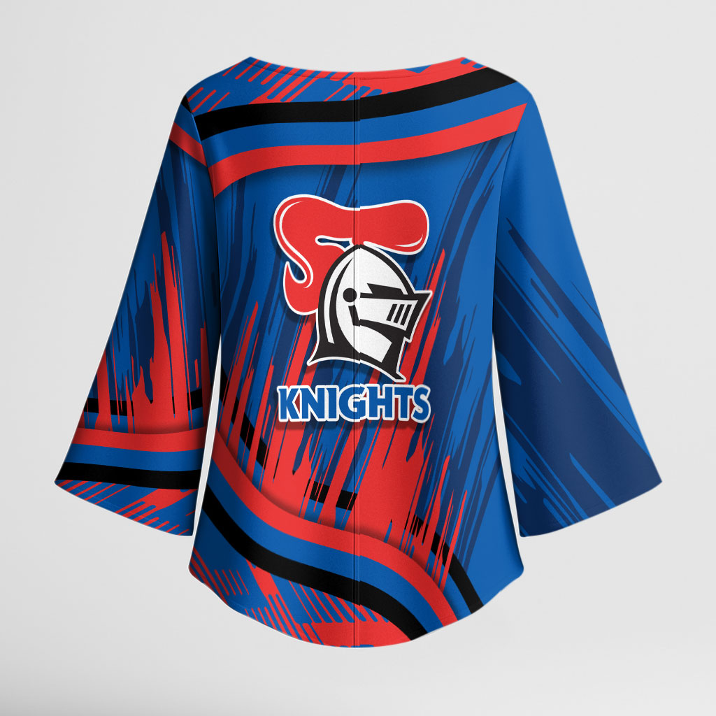 Newcastle Knights Rugby Mascot Kimono Sleeve Blouse Fierce Athlete Graphic in Sports Style