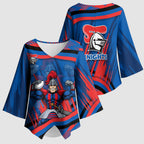 Newcastle Knights Rugby Mascot Kimono Sleeve Blouse Fierce Athlete Graphic in Sports Style