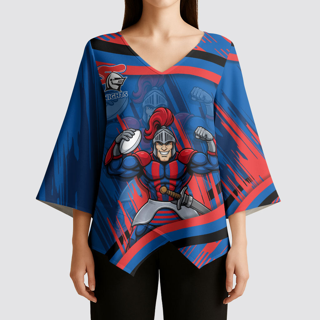 Newcastle Knights Rugby Mascot Kimono Sleeve Blouse Fierce Athlete Graphic in Sports Style