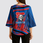 Newcastle Knights Rugby Mascot Kimono Sleeve Blouse Fierce Athlete Graphic in Sports Style