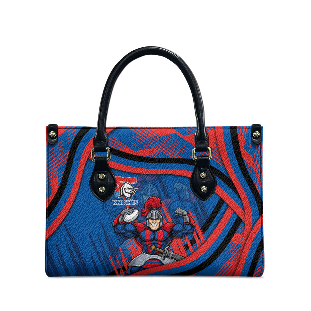 Newcastle Knights Rugby Mascot Leather Bag Fierce Athlete Graphic in Sports Style
