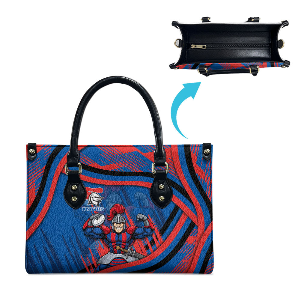 Newcastle Knights Rugby Mascot Leather Bag Fierce Athlete Graphic in Sports Style