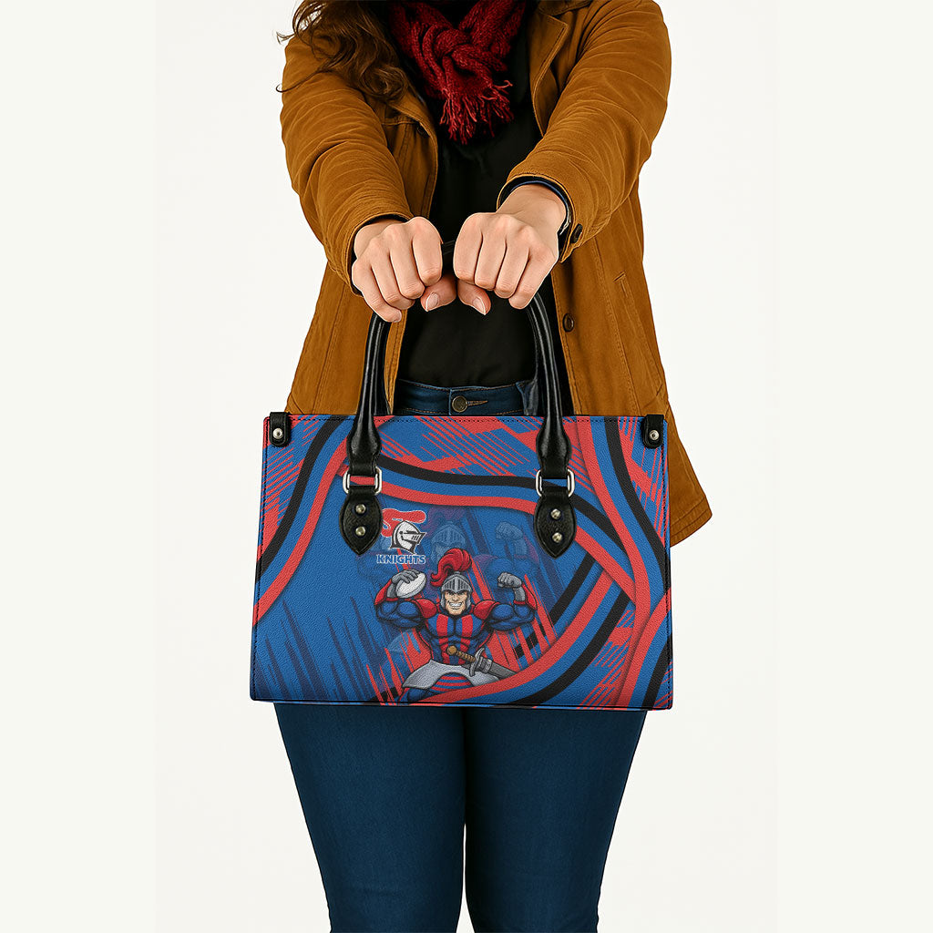 Newcastle Knights Rugby Mascot Leather Bag Fierce Athlete Graphic in Sports Style