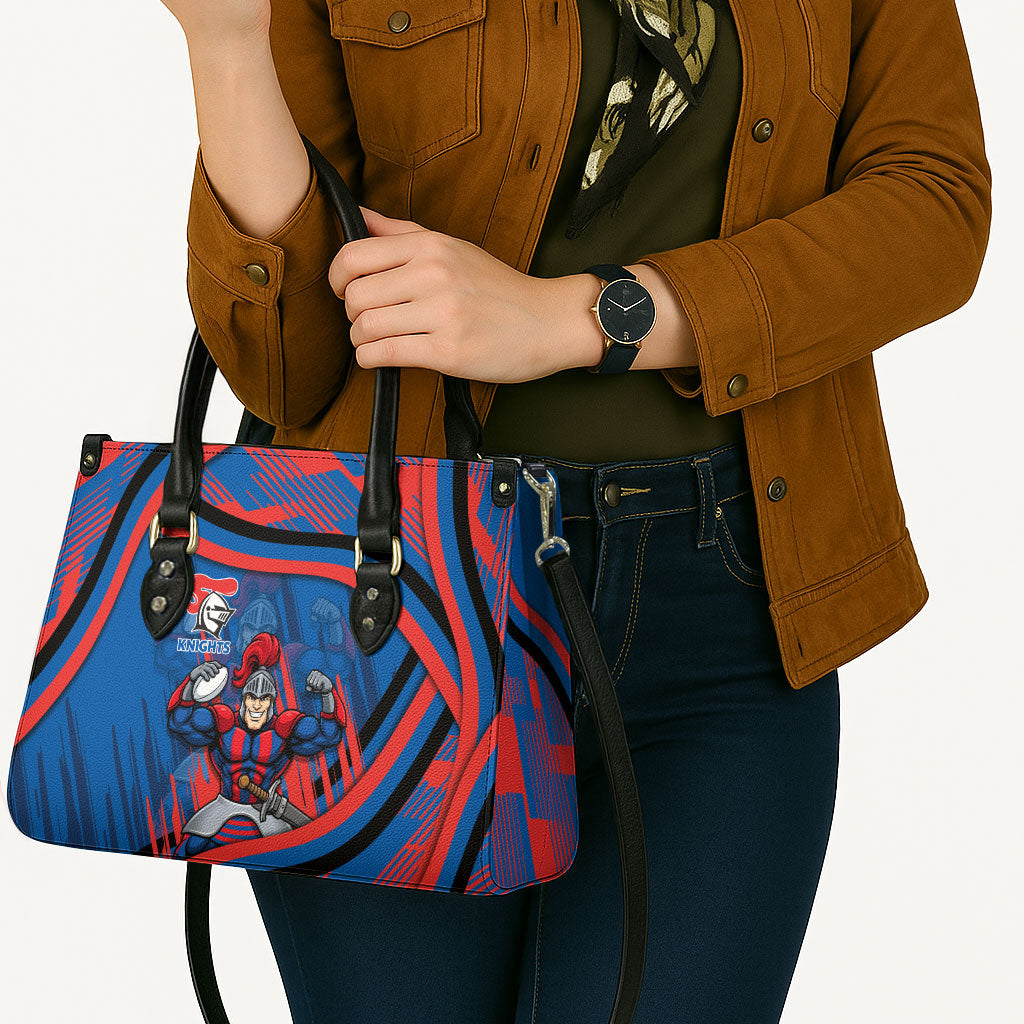 Newcastle Knights Rugby Mascot Leather Bag Fierce Athlete Graphic in Sports Style
