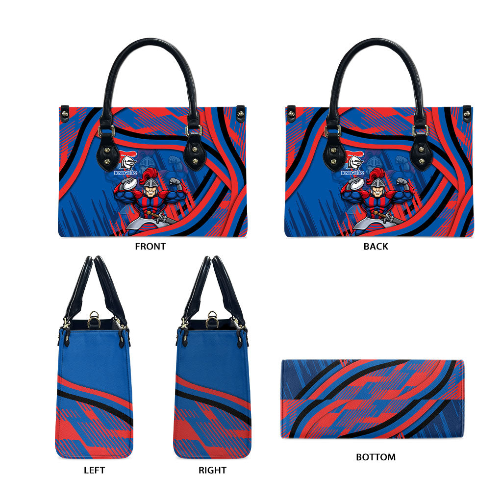 Newcastle Knights Rugby Mascot Leather Bag Fierce Athlete Graphic in Sports Style