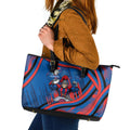 Newcastle Knights Rugby Mascot Leather Tote Bag Fierce Athlete Graphic in Sports Style