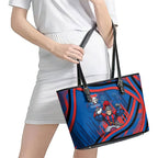 Newcastle Knights Rugby Mascot Leather Tote Bag Fierce Athlete Graphic in Sports Style