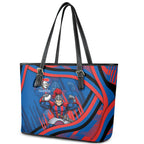 Newcastle Knights Rugby Mascot Leather Tote Bag Fierce Athlete Graphic in Sports Style